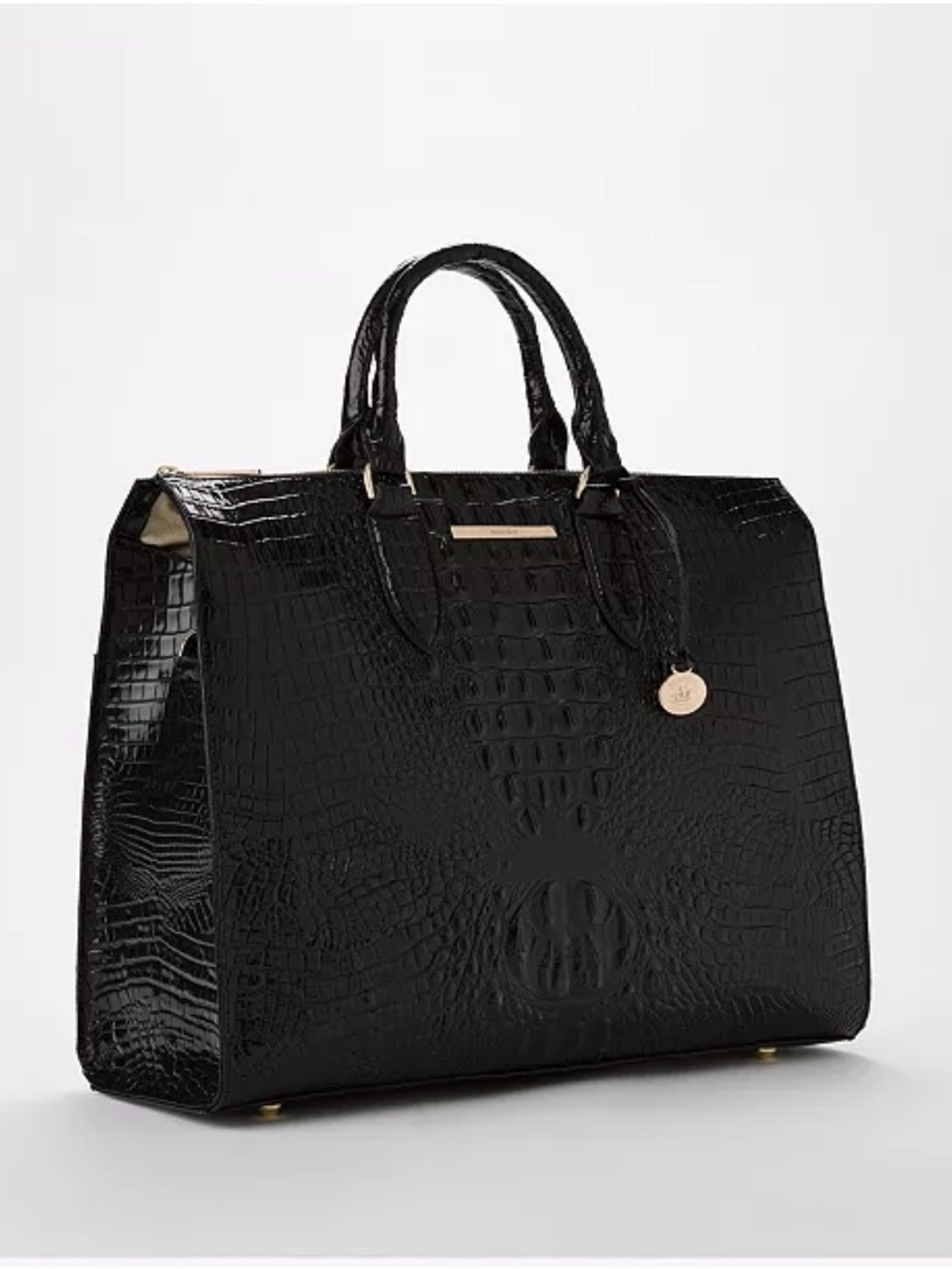 Brahmin Black Croc-Embossed large Tote with Polished Hardware